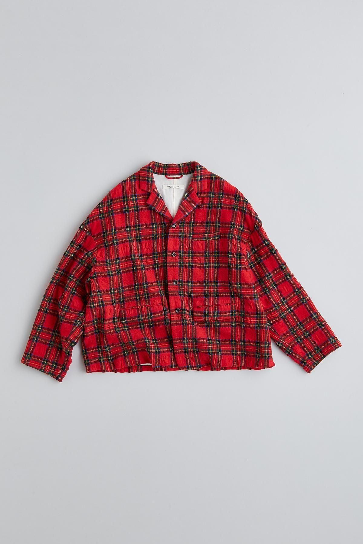 wool cotton tartan check tailored jacket