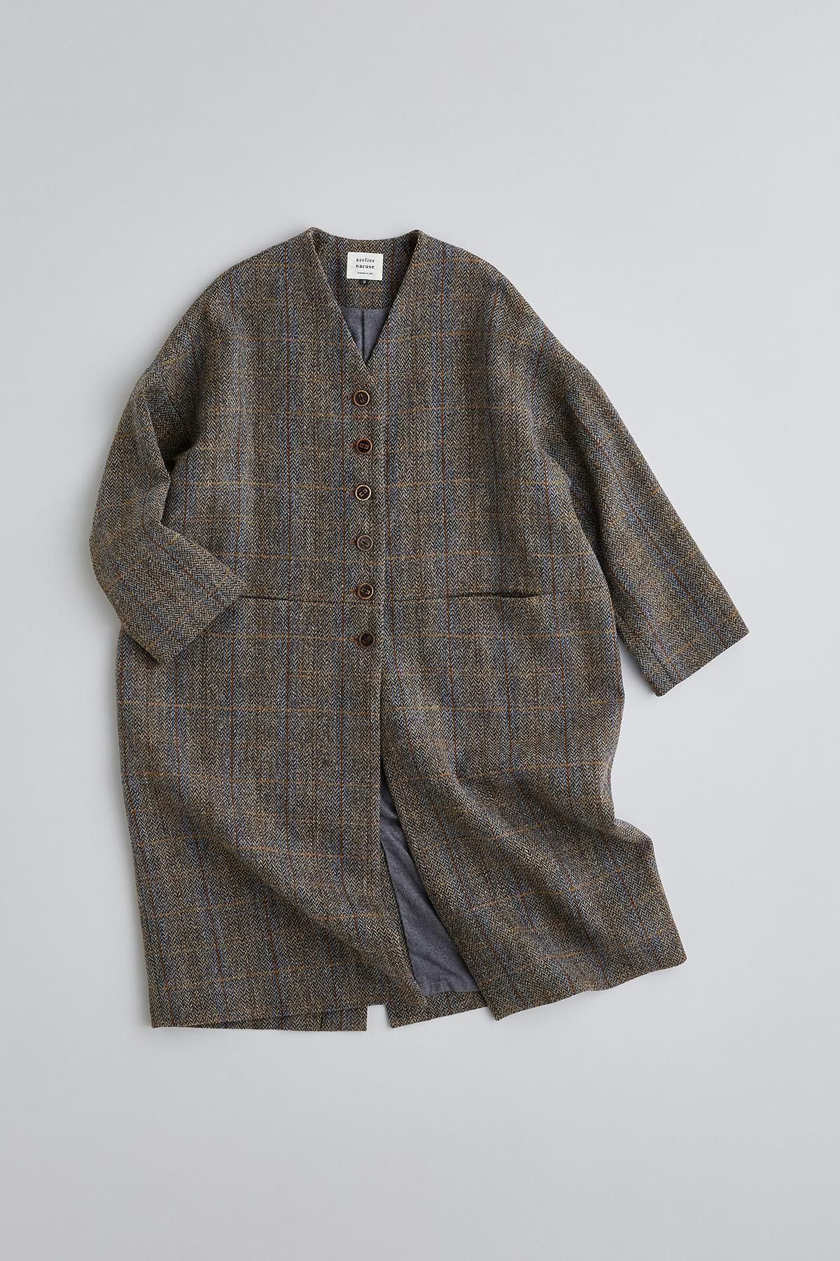 Harris Tweed wool cocoon coat