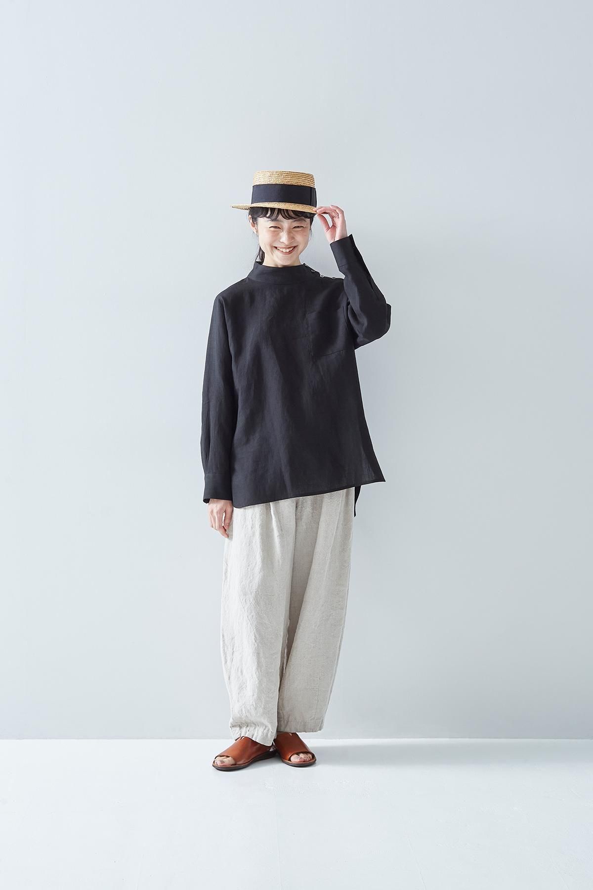 linen mock-neck blouse - atelier naruse｜Online store｜the an