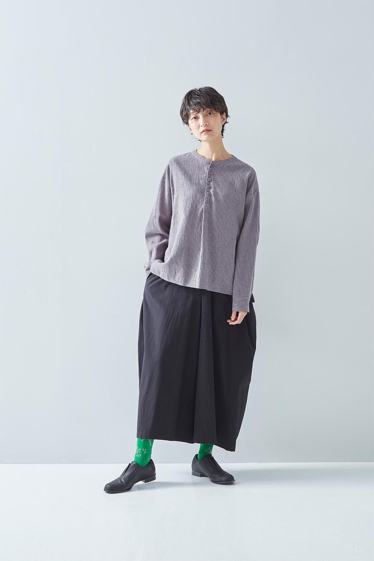 linen cotton smock blouse ～stripe～ - atelier naruse｜Online