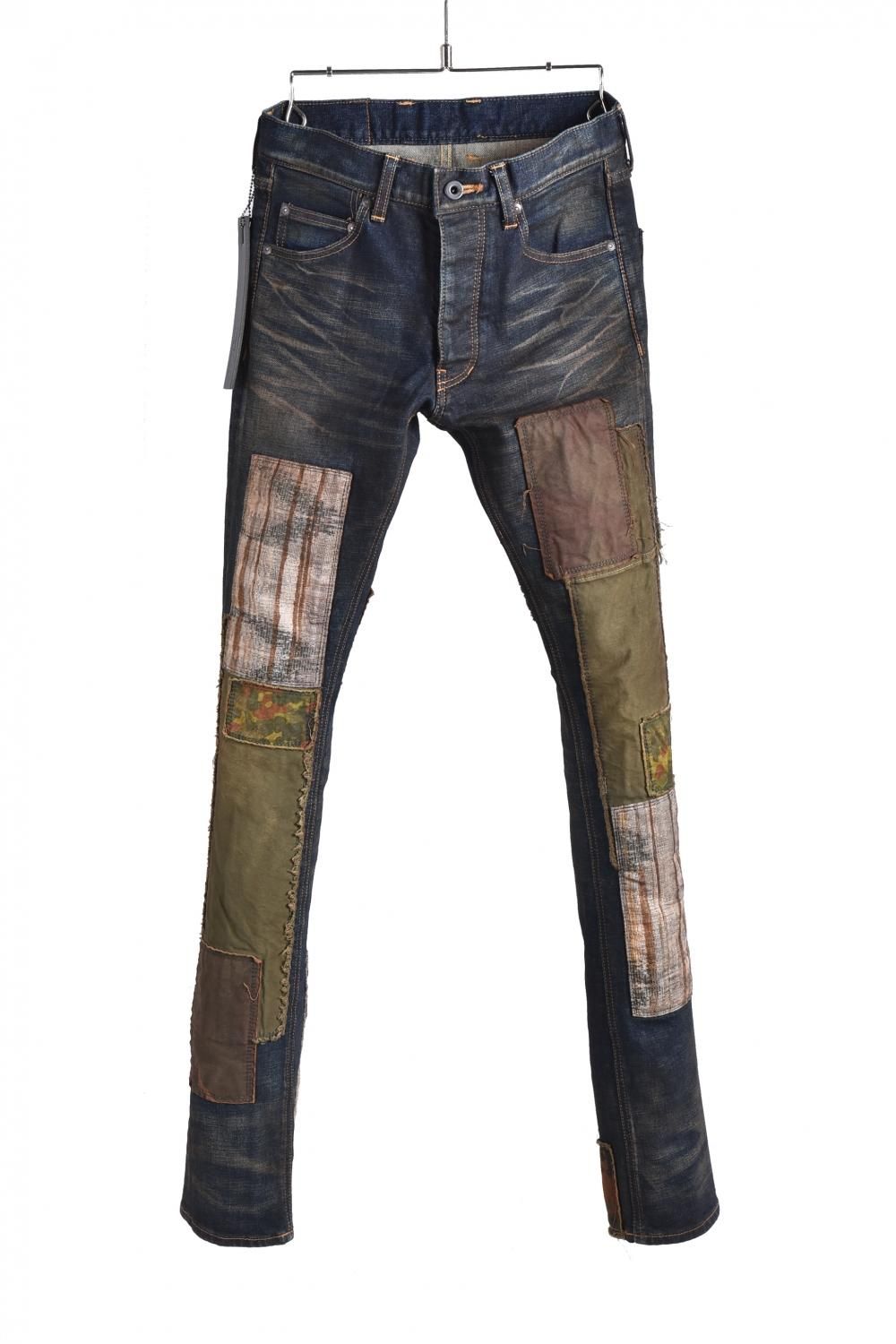 新品 イサムカタヤマバックラッシュ パッチワーク ストレッチスリム デニムパンツ S Indigo ブランド古着のセレクトショップ Le Construction Store 大阪北堀江 Rick Owensやboris Bidjan Saberi Incarnationなどのユーズド販売