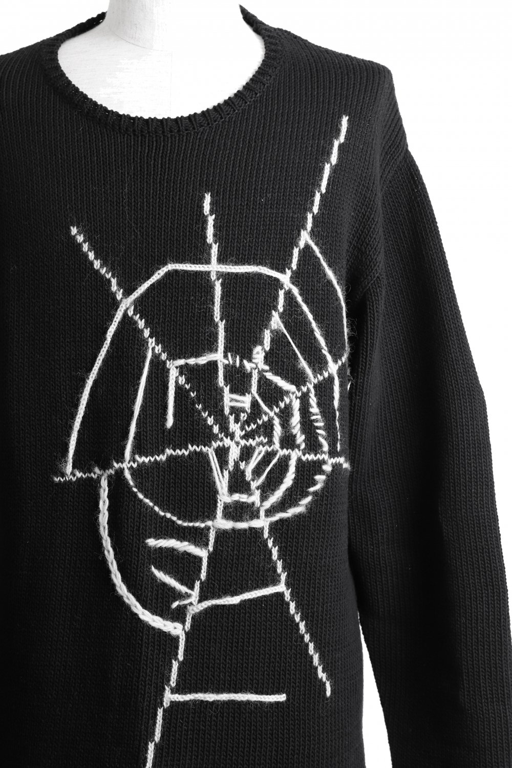18AW YOHJI YAMAMOTO POUR HOMME BLACK Scandal 蜘蛛の巣刺繍 ニット 3