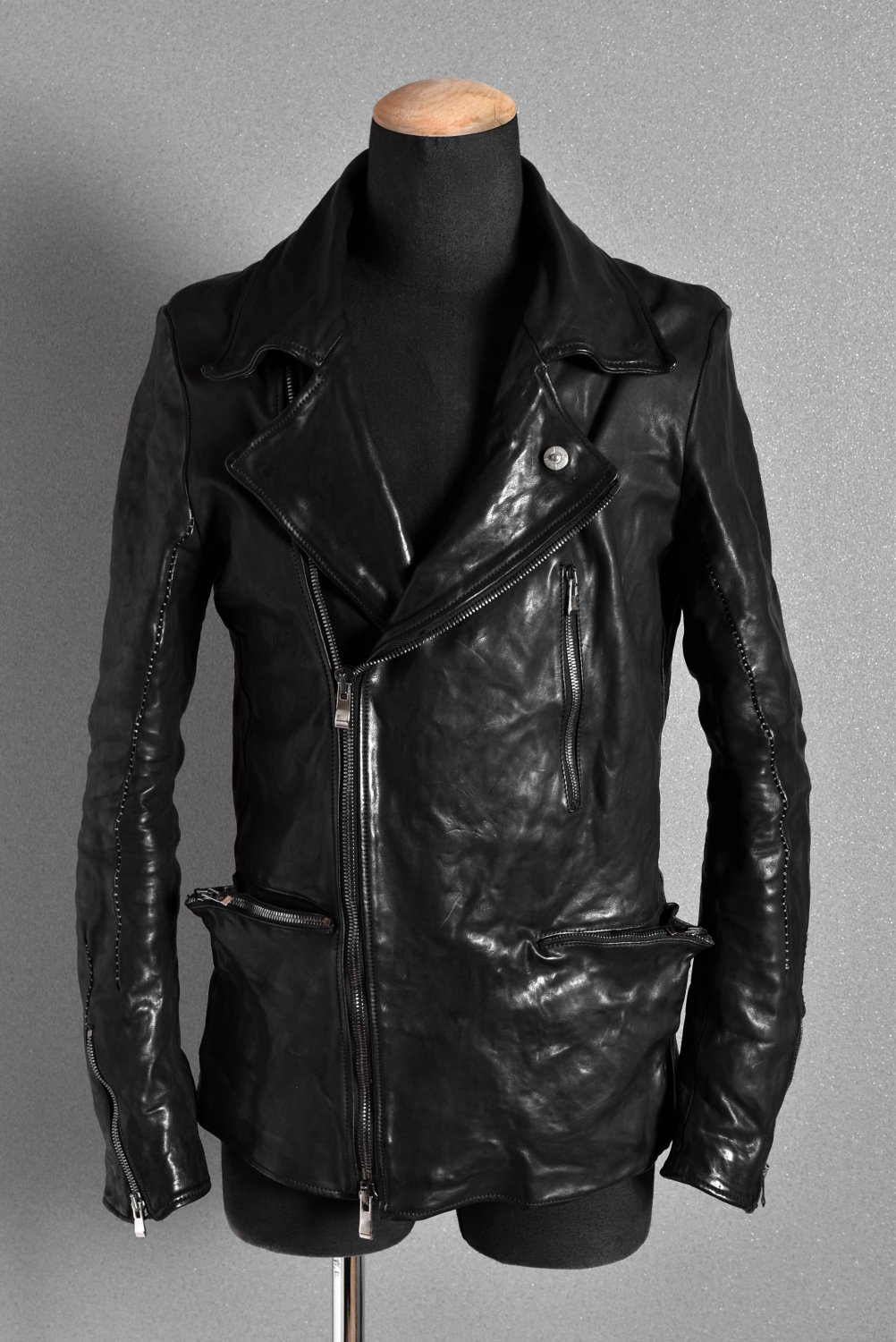 美品 19AW incarnation Horse Leather Double Breast Jacket S BLACK 