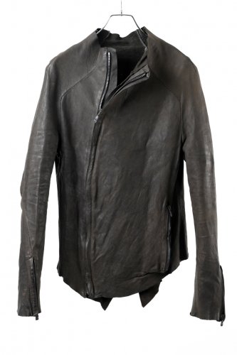  incarnation sample CALF LEATHER CURVED ZIP FRONT BLOUSON / OVERLOCKED col.DARK GREY size.XS