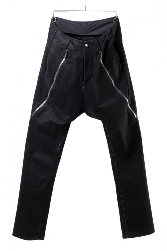 incarnation DOBBY COTTON ELASTIC OVER LOCKED SARROUEL TROUSERS with LONG ZIP POCKET Col.BK size.S