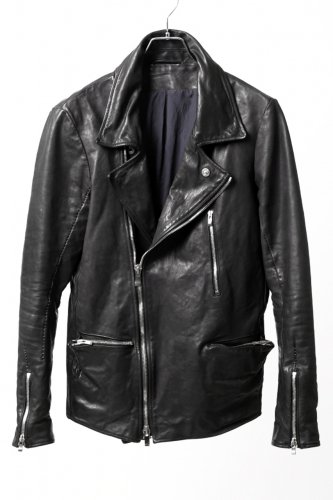 incarnation x LOOM exclusive CALF LEATHER DOUBLE BREAST MOTO JACKET / OVERLOCKED Col.BK size.S