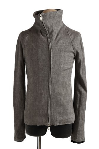 N/07 bias neck jacket extra stretch silk linen fabric / SIZE 46 (ASPHALT) エヌゼロナナ
