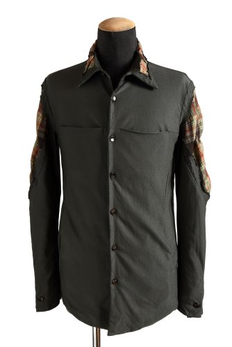 incarnation 美品 19SS Olive × Plaid Crosscut Shirt Jacket / SIZE S (OLIVE/CHECK)