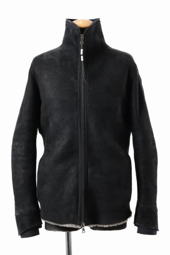 ISAAC SELLAM EXPERIENCE FULL ZIP HIGH NECK SHEARLING MOUTON JACKET. (col.NERO size.M)