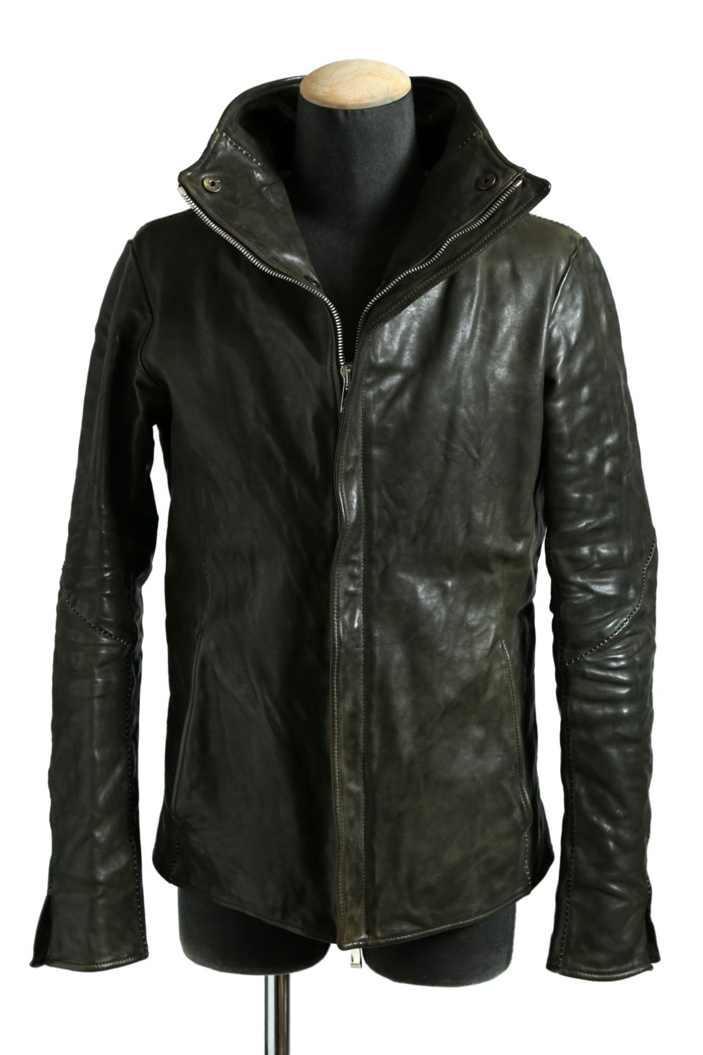 incarnation 21AW 美品 HORSE LEATHER HIGH NECK JACKET with MOUTON ...