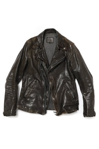  ISAMU KATAYMA BACKLASH W RIDERS JACKET / JAPAN HORSE LEATHER (GARMENT DYED) / size S(1) BLACK 