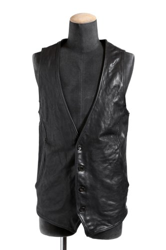 incarnation / 22SS HOESE OBJECT DYED OVER LOCKED 4B LEATHER VEST / size M (T91)BLACK