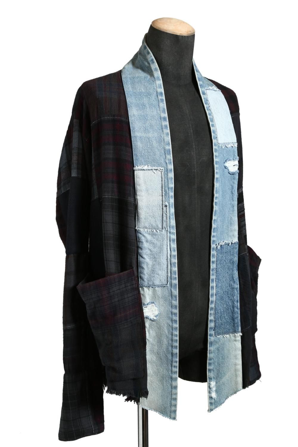 GREG LAUREN / 新品 ”OVERDYED PLAID SCRAPWORK GL1 / KIMONO JACKET
