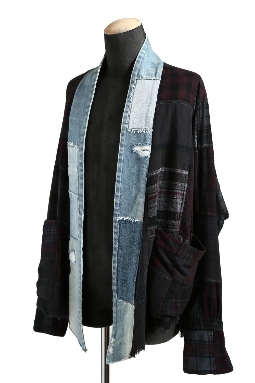GREG LAUREN / 新品 ”OVERDYED PLAID SCRAPWORK GL1 / KIMONO JACKET