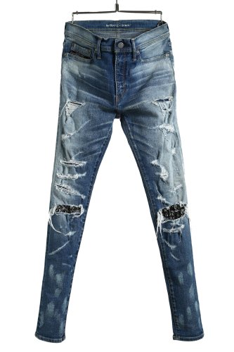 <img class='new_mark_img1' src='https://img.shop-pro.jp/img/new/icons1.gif' style='border:none;display:inline;margin:0px;padding:0px;width:auto;' />新品 RESOUND CLOTHING / LOAD DENIM ハードクラッシュ バンダナリメイク ハイパーストレッチ スキニーデニム パンツ  / size 1(S) RC10-SSK-004