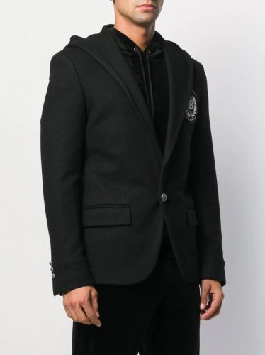  BALMAIN HOMME Хޥ  / 21AW ӡɽ ȥ աǥ 㥱å / size 46 (BLACK) 