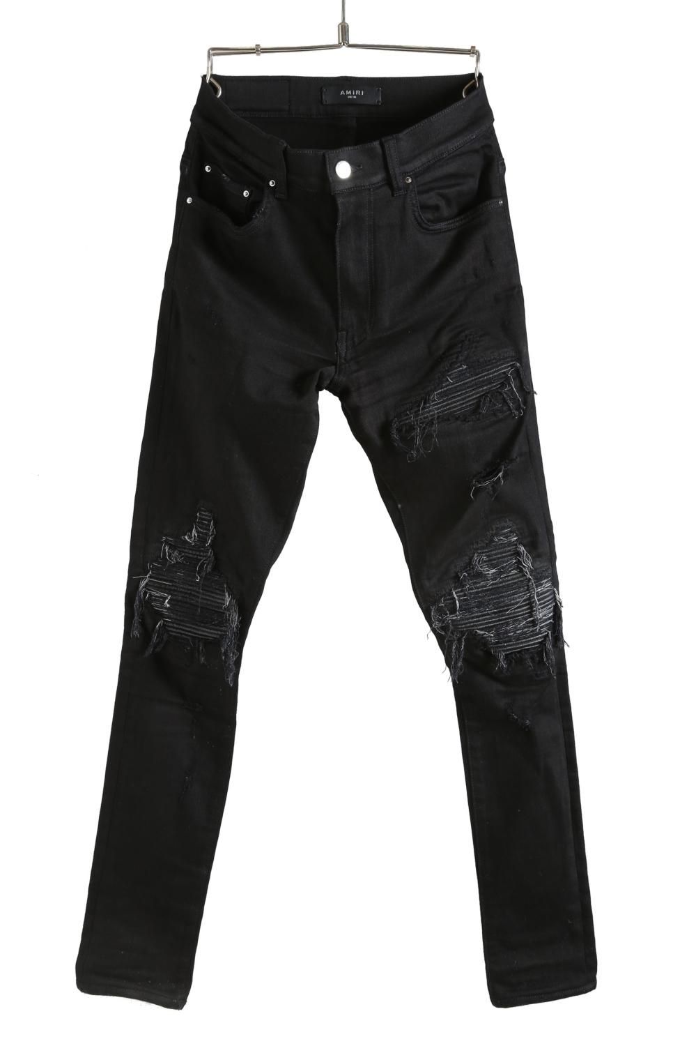 美品 AMIRI アミリ MX1 レザー 蛇腹 デニム パンツ クラッシュ加工 / size 28 (BLACK) / ブランド古着のセレクトショップ  - Le;construction Store 大阪北堀江 / Rick OwensやBoris Bidjan ...