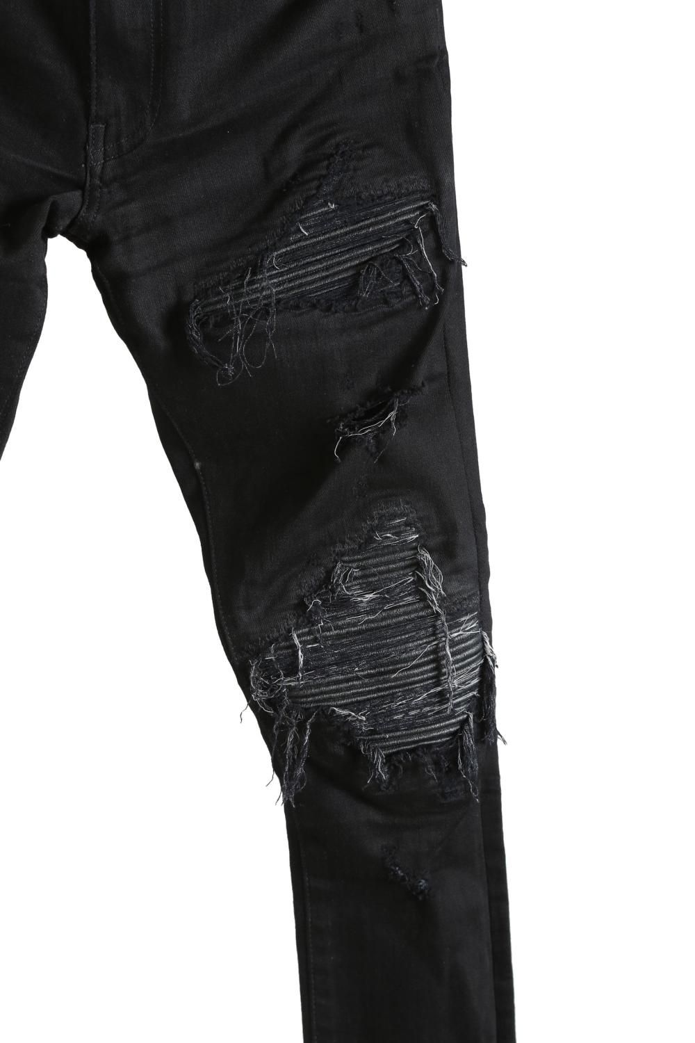 美品 AMIRI アミリ MX1 レザー 蛇腹 デニム パンツ クラッシュ加工