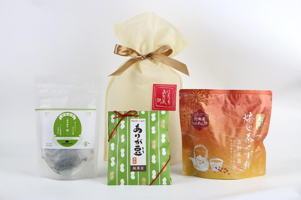 お茶 一番茶緑茶 「春一」ティーバッグ&ありが豆&濃厚くず餅| - 日本