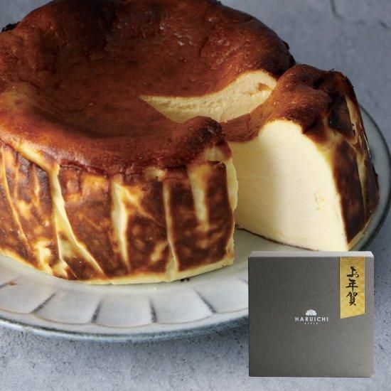 【お年賀用】お茶と楽しむバスクチーズケーキ 5号サイズ + ハルイチ緑茶ティーバッグ2個付
