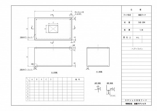 ステンレスフード 1500×600×850H SUS304 1.0t HL - ＫＡＴＯテンポ厨房設備ネット販売事業部 T8370002007073