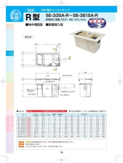 SE式 FRP製 グリーストラップ R型(地中埋設・側溝導入型)耐 SE式 FRP製 グリーストラップ R型(地中埋設・側溝導入型)耐