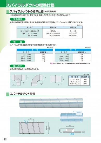 亜鉛めっき鋼板製スパイラルダクト 板厚0.5t 長さ2m - KATO