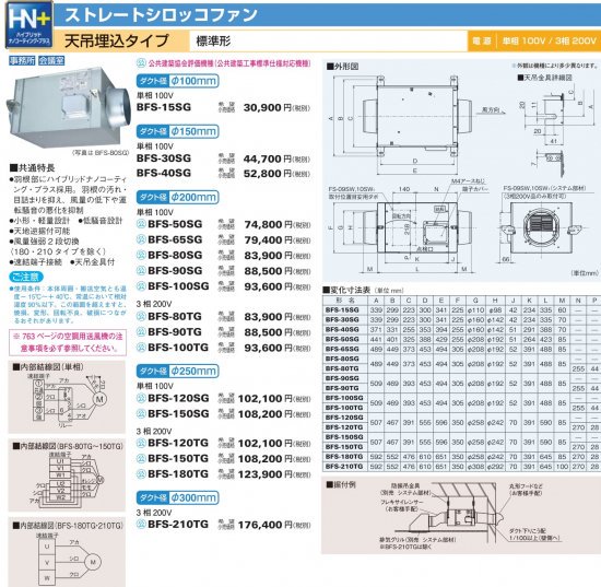 BFS-100SKA2 / 三菱電機 空調用送風機 ストレートシロッコファン / 天