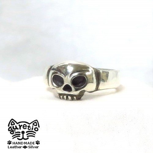 guretio skull ring - guretio ハンドメイド レザー シルバー