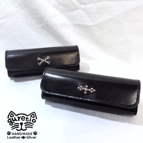 Studs Glasses Case - guretio ハンドメイド レザー シルバー