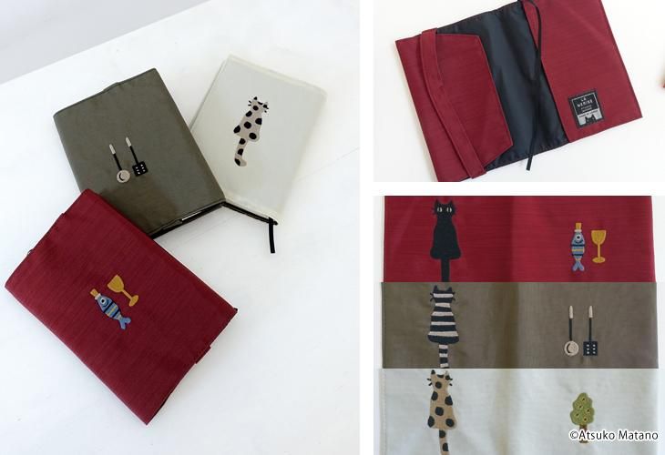 仲良し猫 刺繍ブックカバー レッド Atsuko Matano 公式オンラインショップ 仲良し猫 刺繍ブックカバー レッド Atsuko Matano 公式オンラインショップ