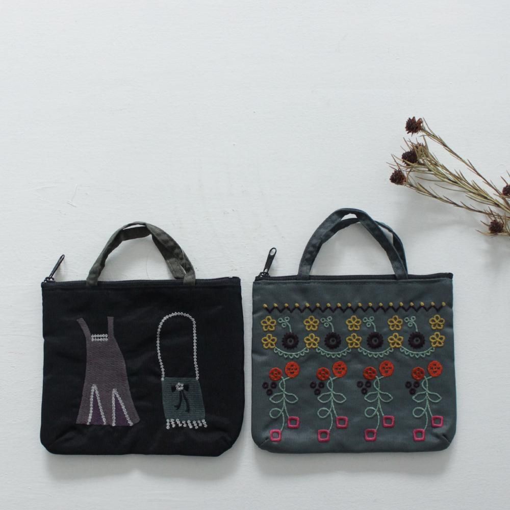 刺繍ポーチ 花の刺繍 - Atsuko Matano 公式オンラインショップ 刺繍ポーチ 花の刺繍 - Atsuko Matano 公式オンラインショップ