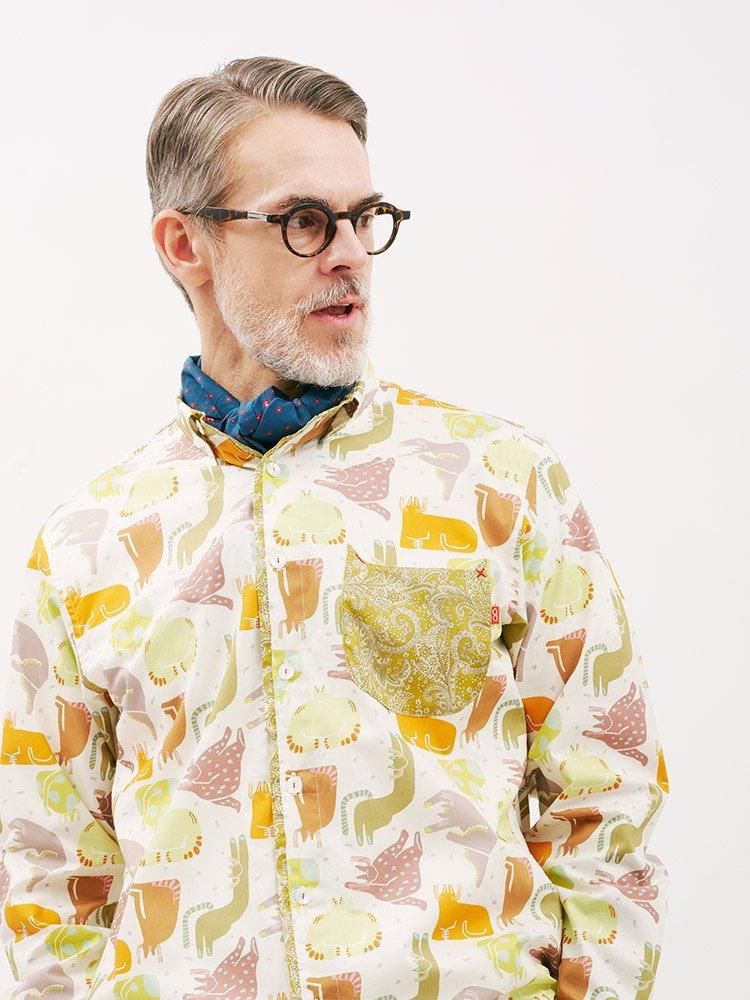 考える猫 (Thinker) - 河谷シャツ