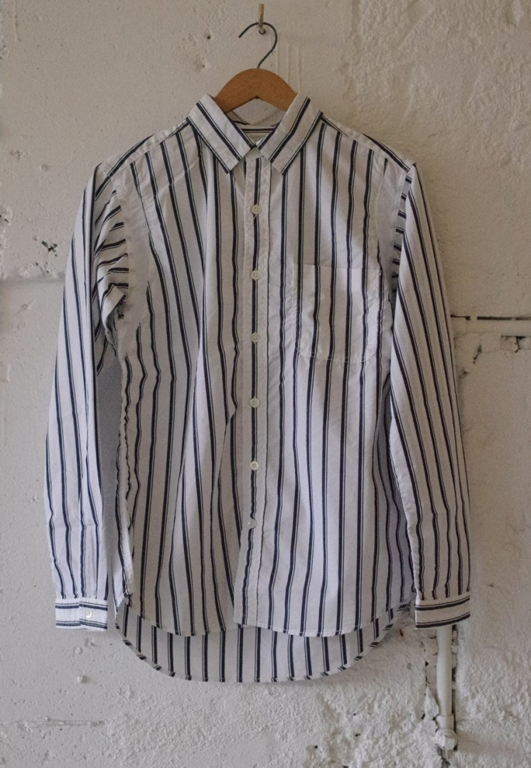 NANAMICA SUGS939 stripe wind shirt [NAVYxWHITE]