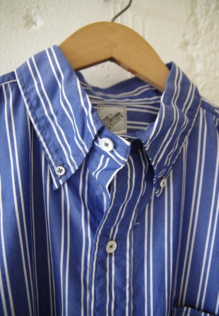 CORONA CS005 WHITE COLLAR WORK SHIRT 21-01[BROADCLOTH STRIPE/BLUE