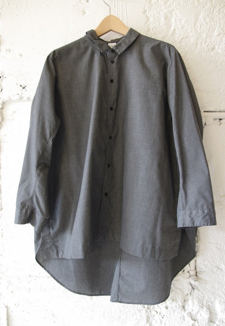 NO CONTROL AIR TA_NC054SF　TC・メランジブロード スクエアヘム　ラウンドヘム　台襟付きシャツ[DARK GREY TOP]