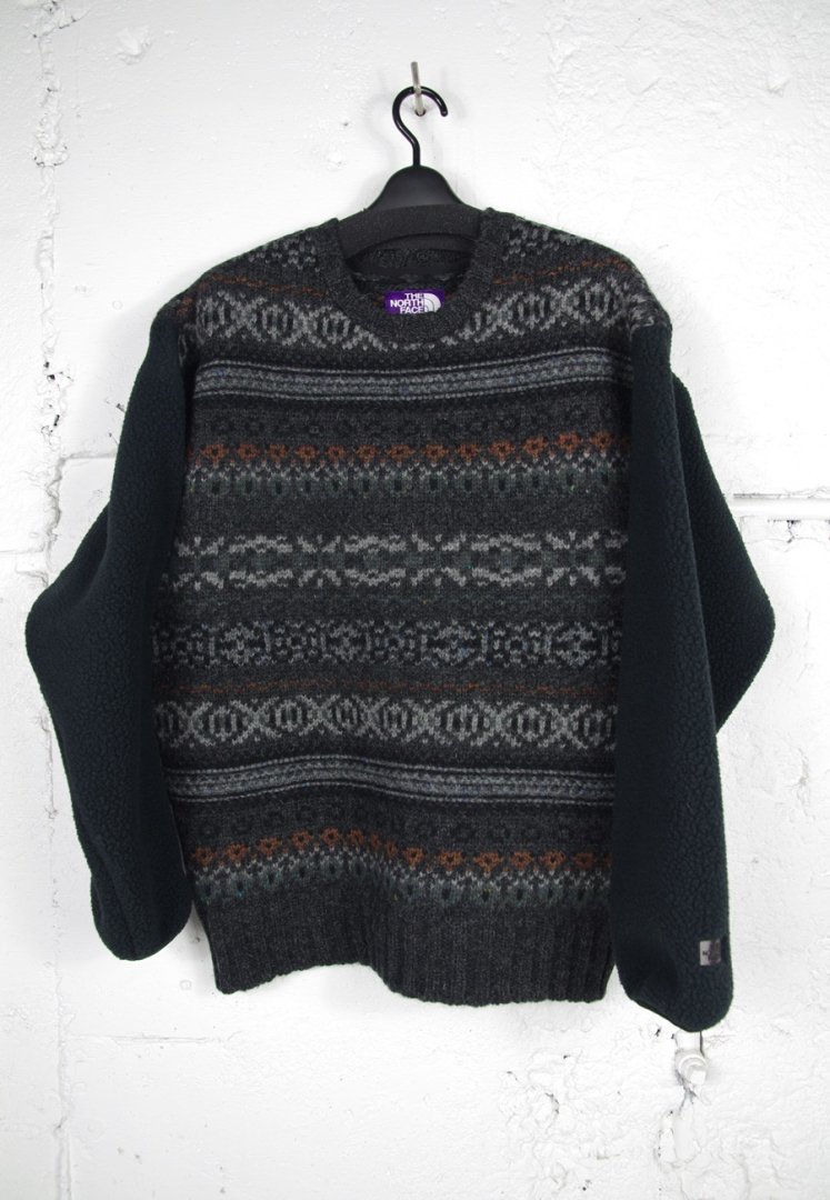THE NORTH FACE PURPLE LABEL NT6254N FIELD CREW NECK SWEATER [BLACK]