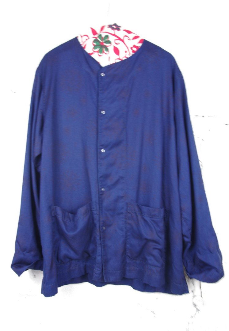 BLUE BLUE JAPAN 1007596 J6940 インディゴリヨセル　ハナビプリント　コイクチシャツ　[INDIGO]
