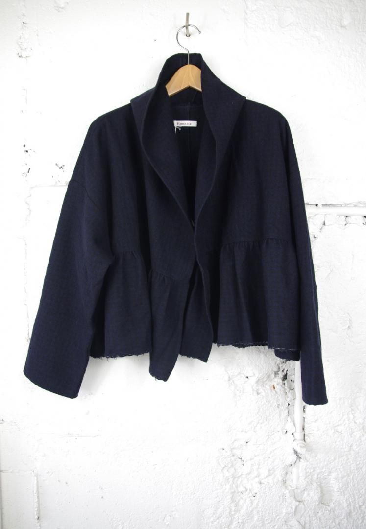 HONNETE HO-24AW C5 GATHERED CARDY [BLACK/NAVY GINGHAM CK]