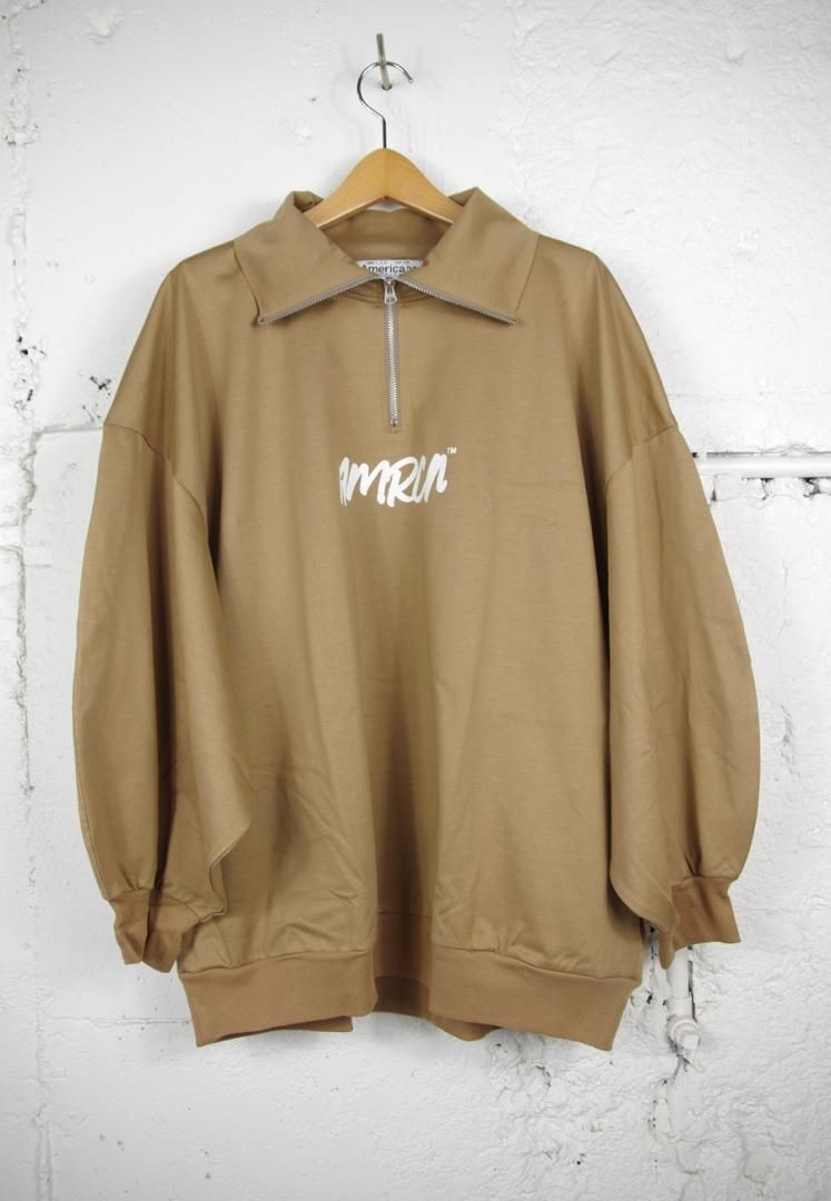 AMERICANA BRF-M-724A/2 ハーフジップ ロングスリーブTシャツ[タン]