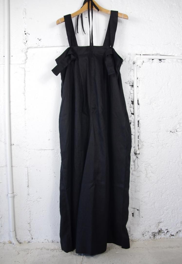 HONNETE HO-25SS P23 LINEN HALTER NECK OVERALL [BLACK]
