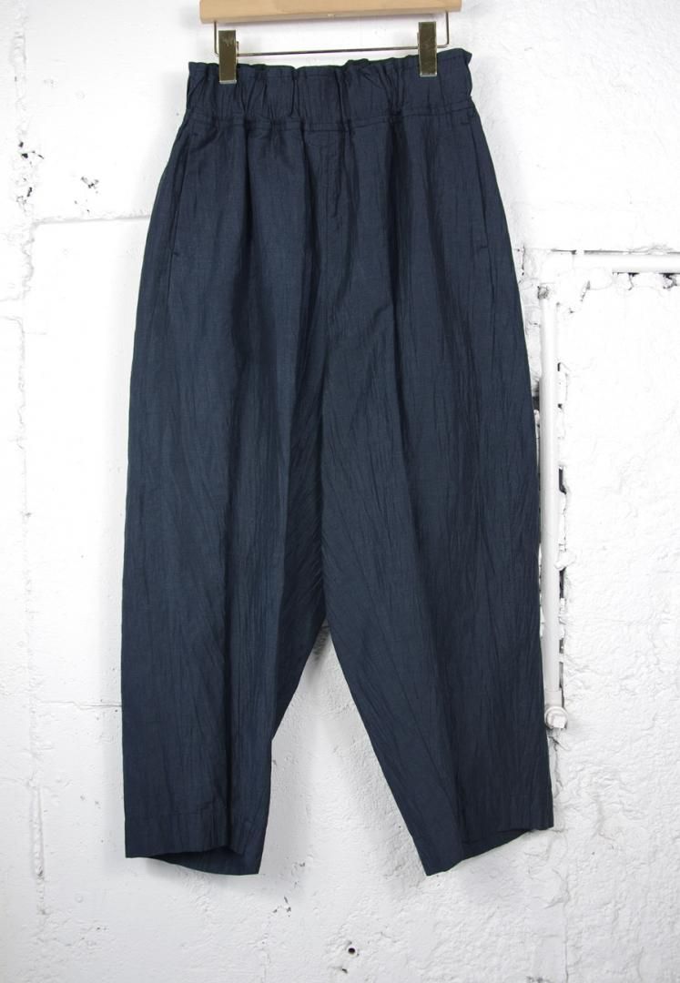 FIRMUM LE_FR1104PF リネン＆コットン・ピンチェック ワイドストレートパンツ　[NAVY]