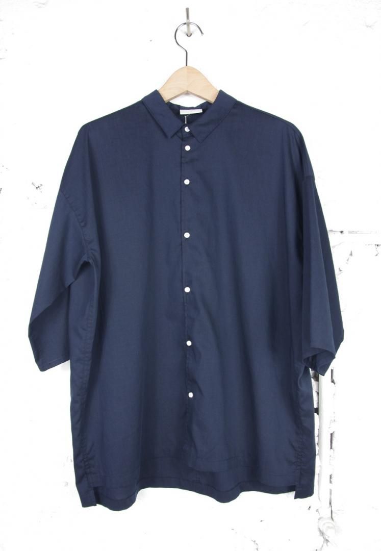 NO CONTROL AIR LE_NC1505S6 クールマックス　ポリエステル＆リネン・トロピカル　台襟付きシャツカラー　オーバーサイズ　[NAVY]
