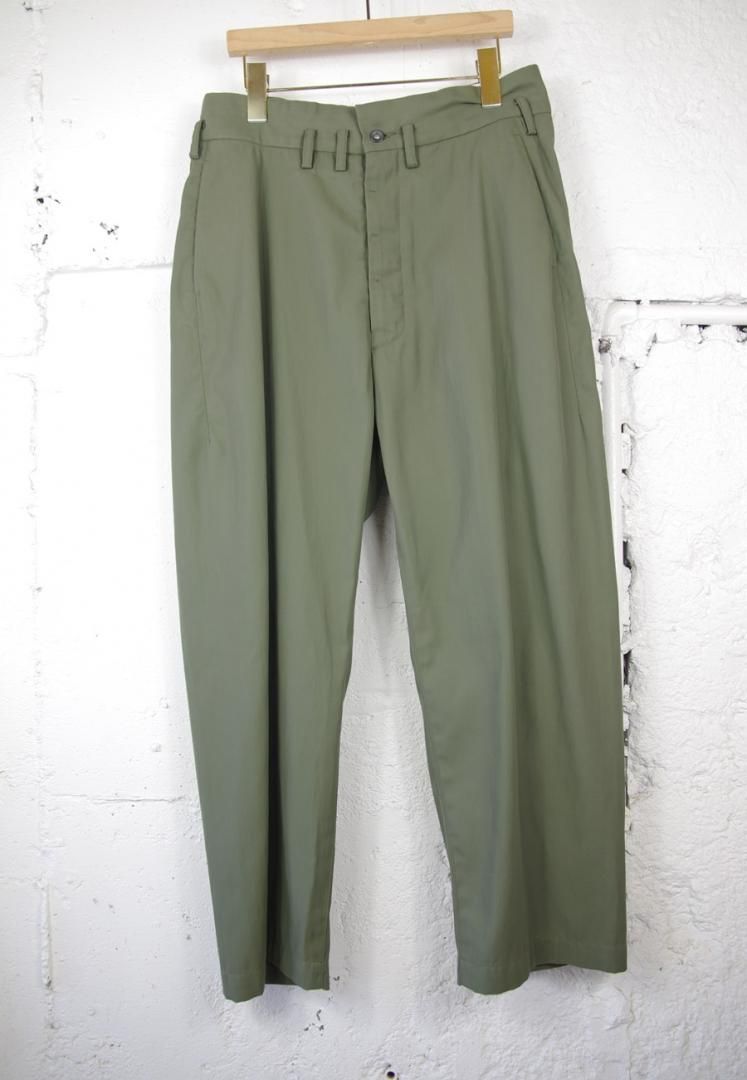 FIRMUM LE_FR0707PF 強撚ポリエステル＆コットンツイル　ハイウェスト　ワイドシルエット[OLIVE]