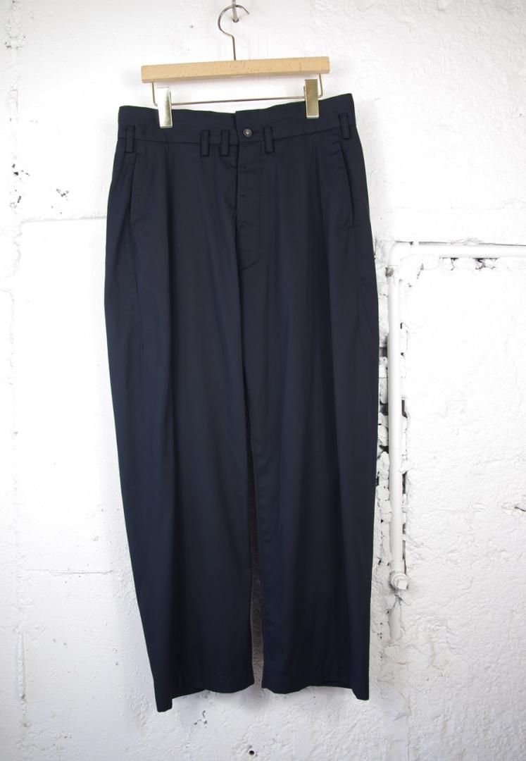 FIRMUM LE_FR0707PF 強撚ポリエステル＆コットンツイル　ハイウェスト　ワイドシルエット[NAVY]