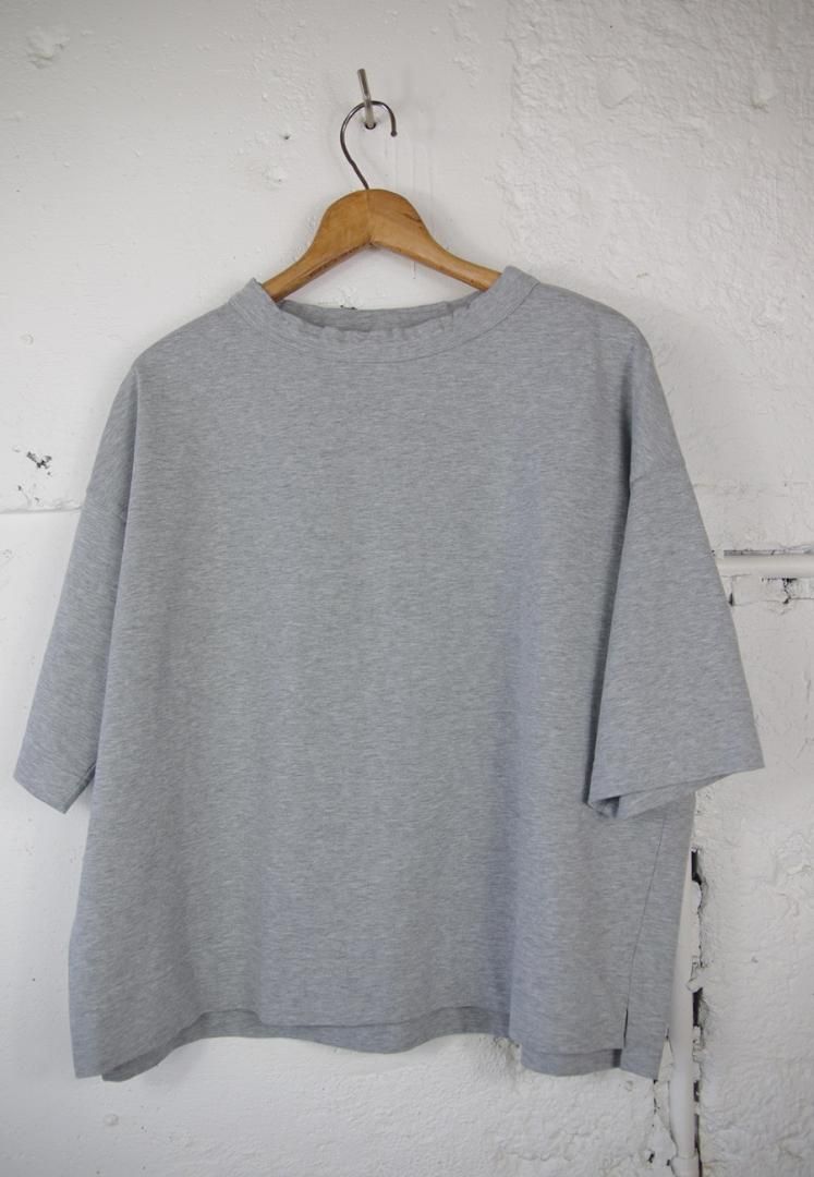 FIRMUM LE_FR0902T6 微強撚綿天竺　クルーネックオーバーサイズ　６分袖　[LIGHT GREY TOP]