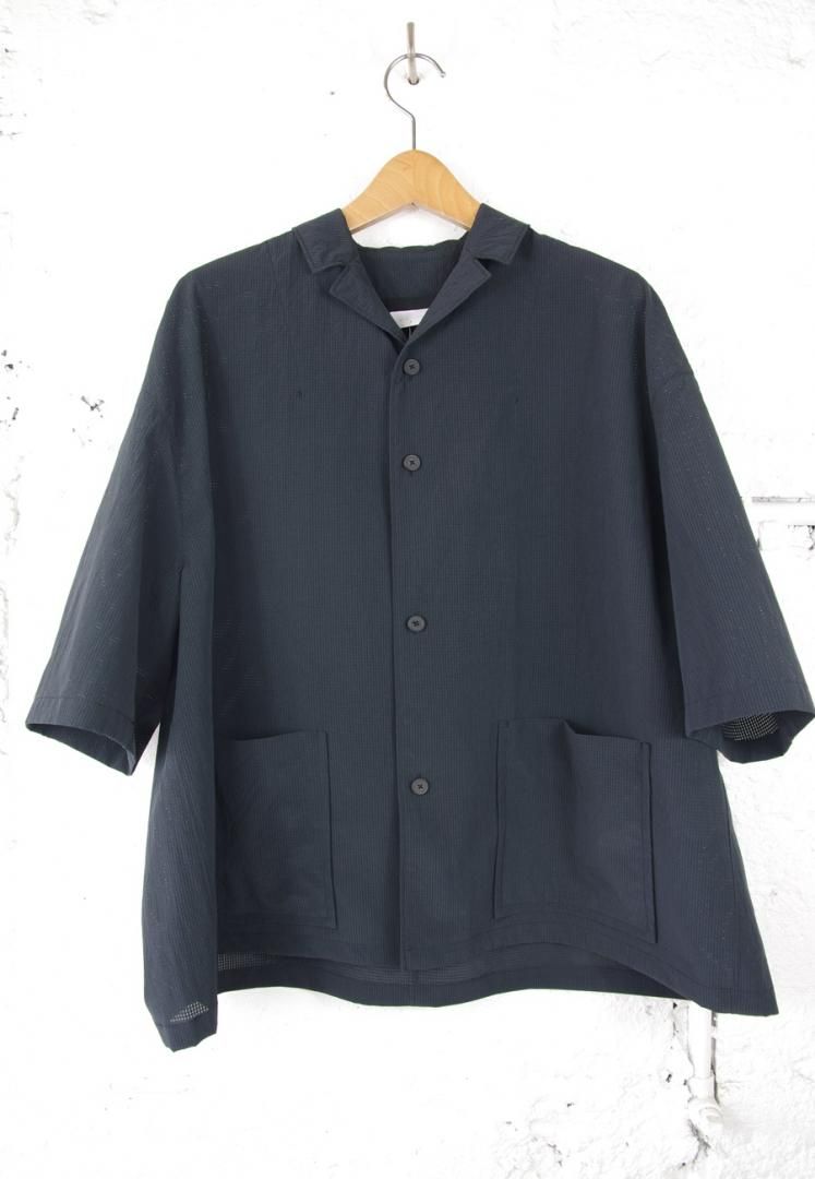 NO CONTROL AIR LE_NC1001JK エアベント・メッシュタフタ　半袖ジャケット　オーバーサイズ　ボックスシルエット[BLACK]