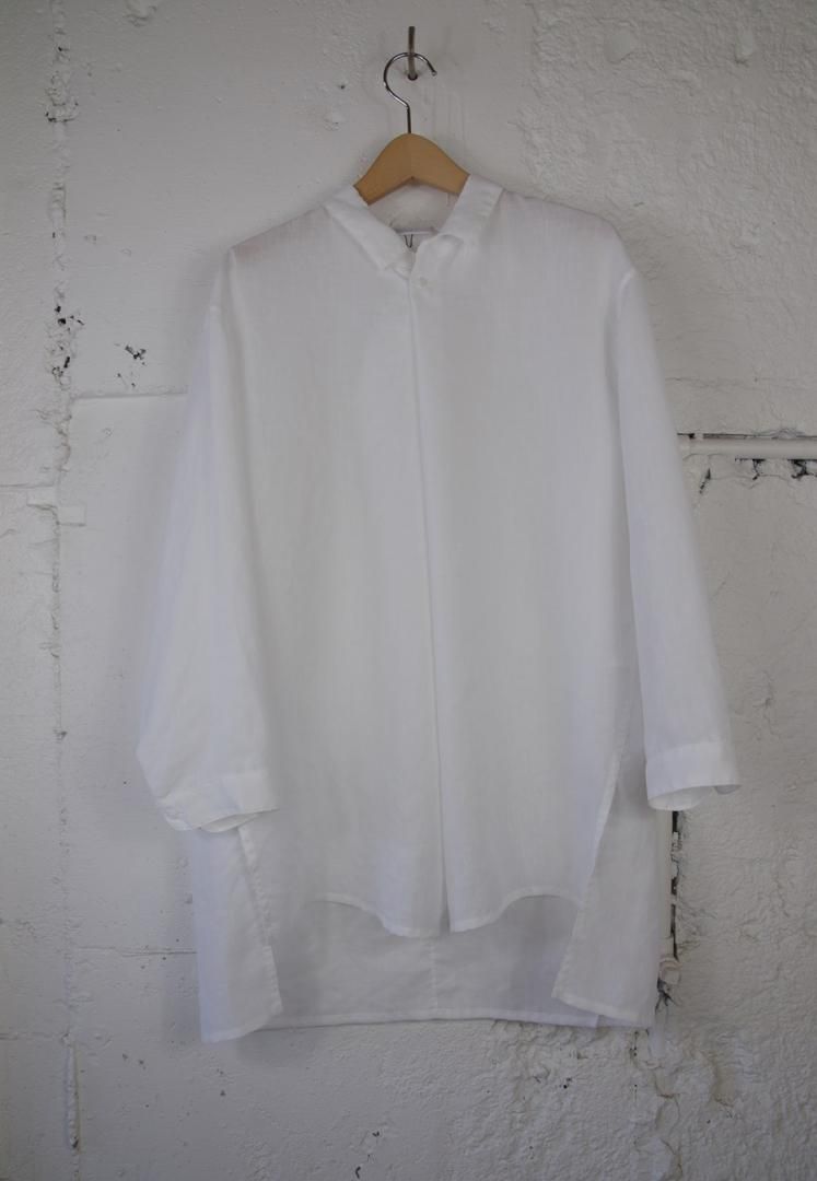 NO CONTROL AIR LE_NC1110PO スラブトリアセテート・ガーゼ プルオーバーシャツ　台襟付きシャツカラー　ドロップショルダー　[WHITE]
