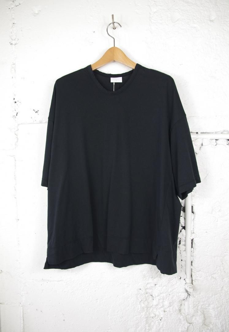 NO CONTROL AIR LE_NC1803T6 120/2 王妃綿・天竺　クルーネック　オーバーサイズ　６分袖[BLACK]