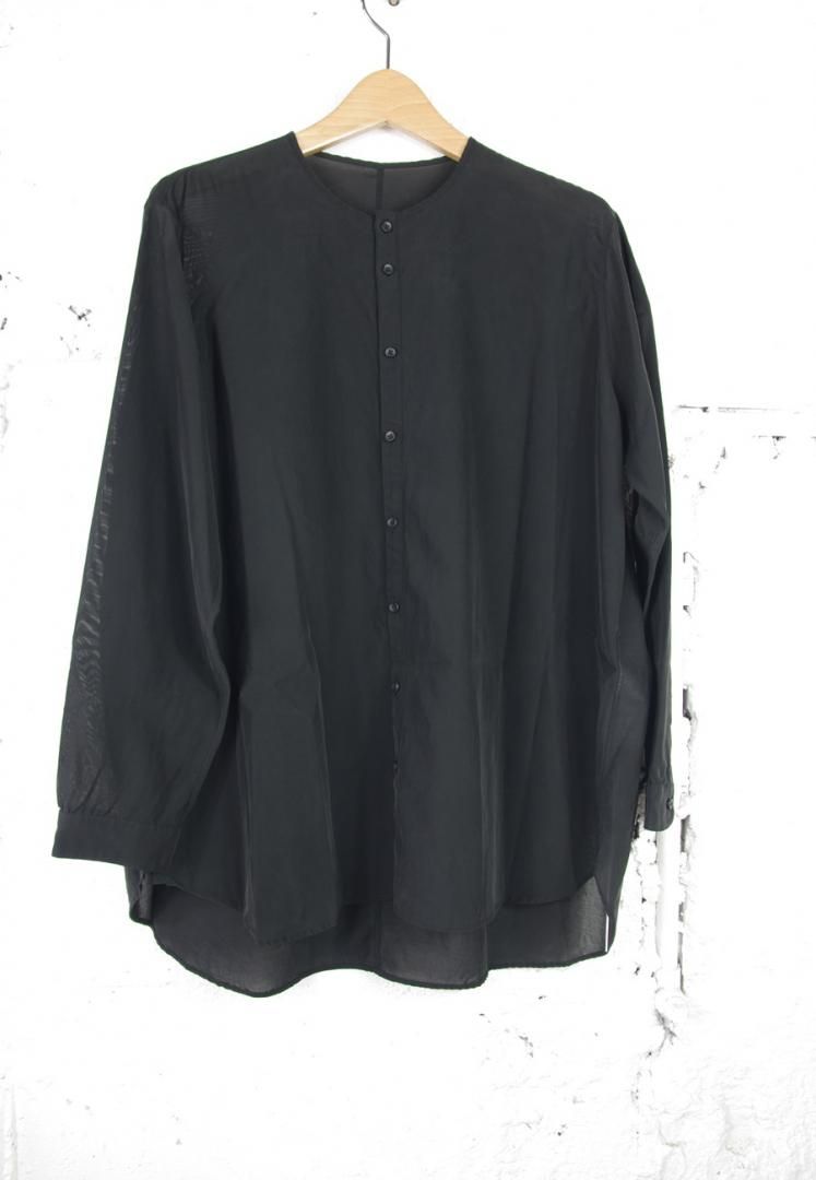 NO CONTROL AIR SN_NC0702SF フィブロード|強撚コットンキュプラ・フィブリルブロード　ノーカラーシャツ[BLACK]